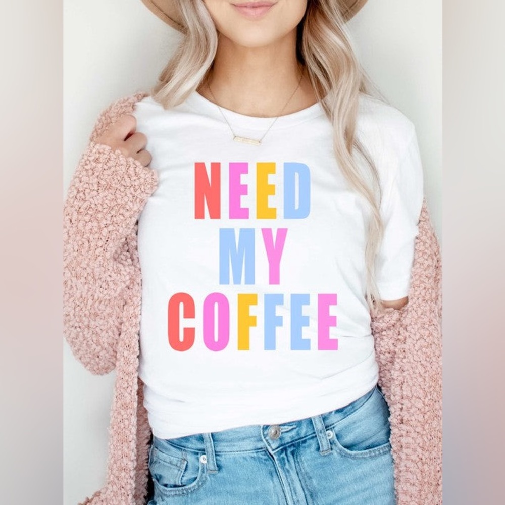 Need my Coffee spring summer graphic tee Large